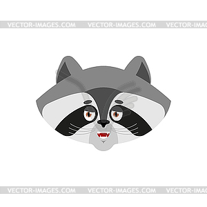 Raccoon happy emoji. Racoon merry emotions. Coon - vector image