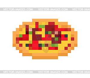 Pizza pixel art. Fast food 8bit. Video game Old - vector clipart