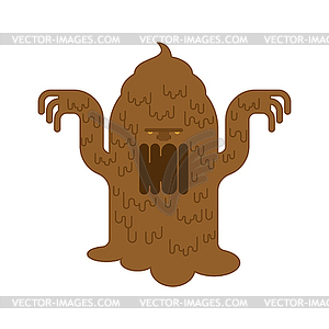 Shit monster. Turd brown mucous Mucus character. - vector clip art