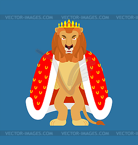 Lion is king of animals. Leo in crown - vector image