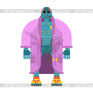 Robot in Coat . Cyborg topcoat. Fashion robot ill - vector clip art