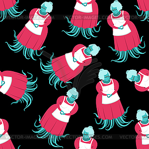 Grandmother alien pattern seamless. Green Grandma - vector clip art