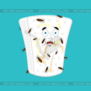 Cockroaches in Mattress . Infected by insects - vector clip art