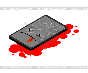 Dead phone Broken smartphone cracked screen . ill - vector clipart