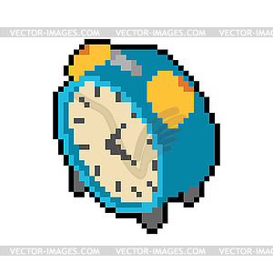 Alarm clock pixel art. Clock 8 bit style - vector image