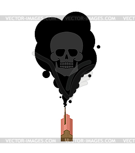 Factory black smoke and skull. Death and - vector clip art