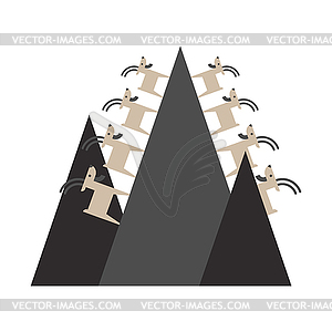 Mountain goat on rock . Animal beast - vector clipart