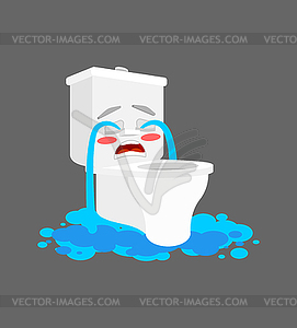 Toilet bowl crying tears . cry lavatory Cartoon - vector image