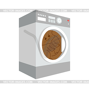 Cat in Washer . pet inside washing machine Cartoon - vector clipart