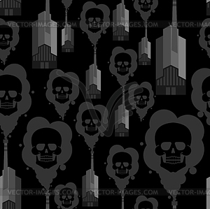 Factory black smoke and skull pattern seamless. - vector clip art