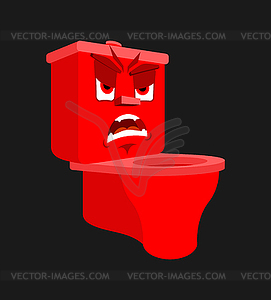 Toilet bowl angry emotion . Evil lavatory Cartoon - color vector clipart