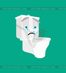 Toilet bowl sad emoji. lavatory sorrowful - color vector clipart