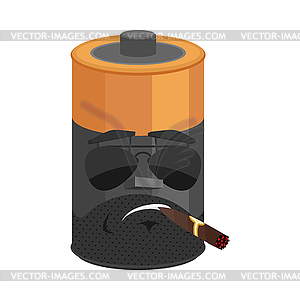 Brutal Battery Serious . accumulator with cigar - vector clipart