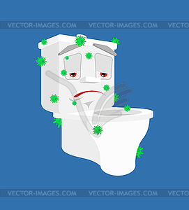 Унитаз вирусный Больная Инфекция. заражен больным - иллюстрация в векторном формате