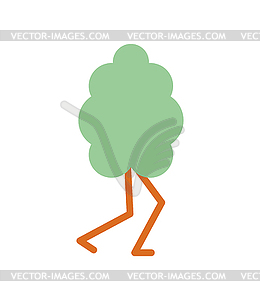 Tree with legs cartoon style - vector clip art