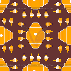 Beehive and bees pattern seamless. Home for bee - vector clipart / vector image