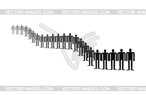 Queue of people . Many people stand in long line - vector image