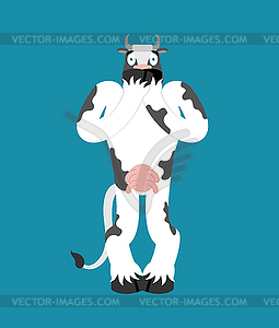 Cow scared OMG emotion. Farm animal Oh my God emoji - vector clip art