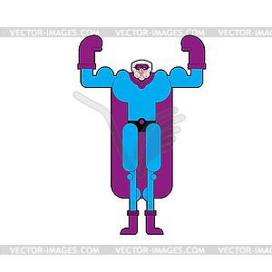 Grandfather superhero. Super granddad in mask and - vector image