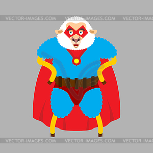 Sheep superhero. Super Ewe in mask and raincoat. - vector clipart