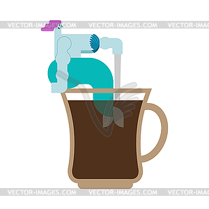 Mermaid in cup. Woman with fish tail in coffee mug  - vector image