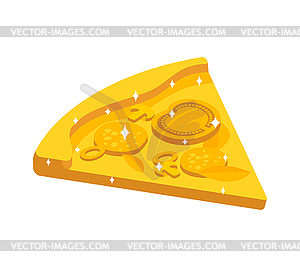 Golden pizza . Gold Fast food - vector clipart