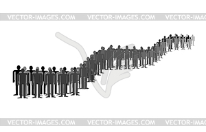 Queue of people . Many people stand in long line - vector clipart