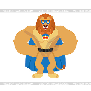 Lion superhero. Super Wild animal in mask and - vector image