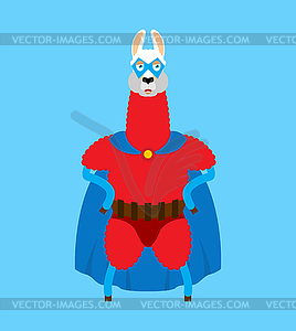 Lama Alpaca superhero. Super llama in mask and - vector clipart