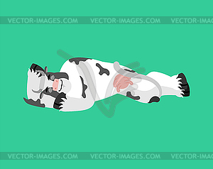 Cow sleeping. Farm animal asleep emotions. beef - vector clip art