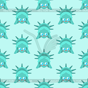 Cute Statue of Liberty pattern seamless. funny - vector clip art