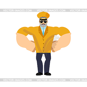 Taxi driver Strong Cool serious. Cabdriver strict. - vector image