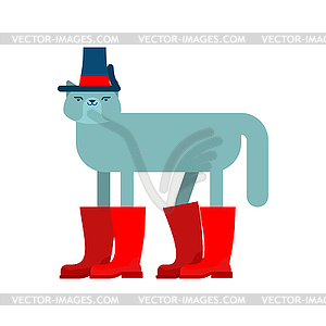 Cat in Boots. Pet in shoes. Fashionable animal - vector image