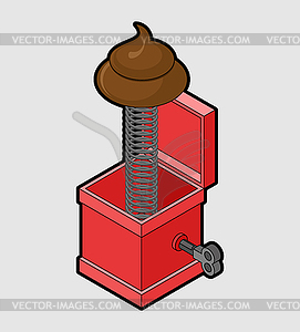 Shit out of prank box. Funny prize Turd. Toy for - vector image