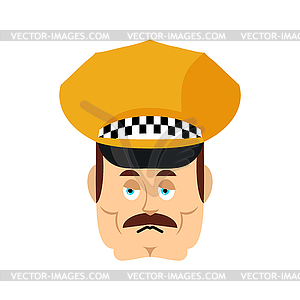 Taxi driver sad emoji. Cabbie sorrowful emotions. - vector image