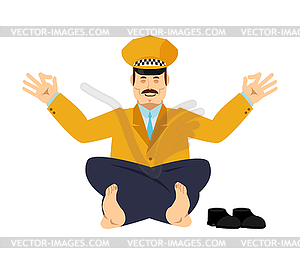 Taxi driver yoga. Cabdriver yogi . Cabbie Relaxation - vector image