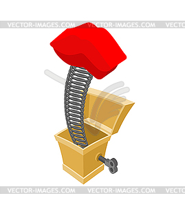 Lips of prank box. Funny prize Kiss Love. Toy for - vector image