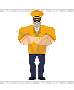 Taxi driver Strong Cool serious. Cabdriver strict. - vector image