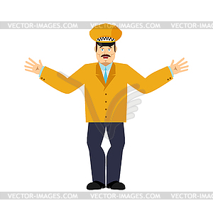 Taxi driver happy. Cabdriver merry emotions. - vector clip art