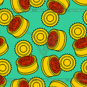 Canned fish pattern seamless. preserve - royalty-free vector clipart