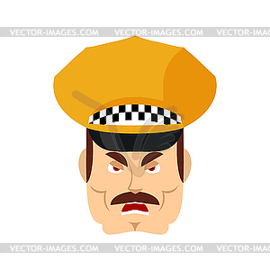 Taxi driver angry emoji. Cabbie evil emotions - vector image