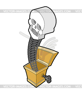 Skull out of prank box. Funny prize skeleton. Toy - vector image