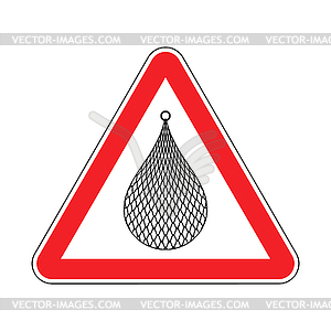 Attention Fishnet. Caution fishing. Red triangle - vector clip art