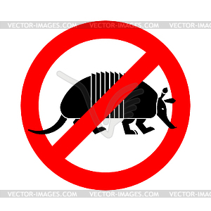 Stop armadillo. Ban Nine-hip Armadillo. Red - vector clipart