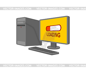 PC long loading. Computer froze - color vector clipart