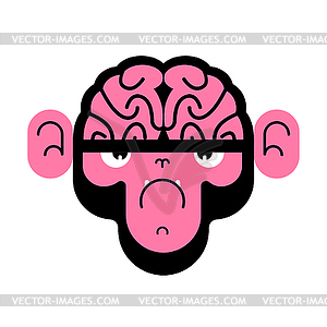 Monkey with brain. Gorilla with brains - vector clipart