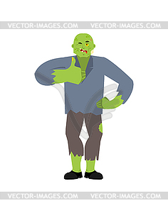 Zombie thumbs up and winks. Living Dead happy - vector clip art