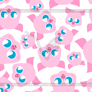 Cute kawaii pig pattern seamless. funny swine - vector clipart