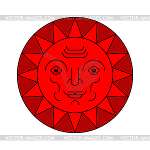 Sun with face folk symbol  - vector clipart