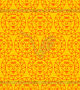 Sun with face folk symbol pattern seamless. Pagan - vector image
